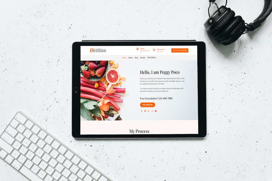 Diet & Nutrition Free  WordPress Template Tablet Image