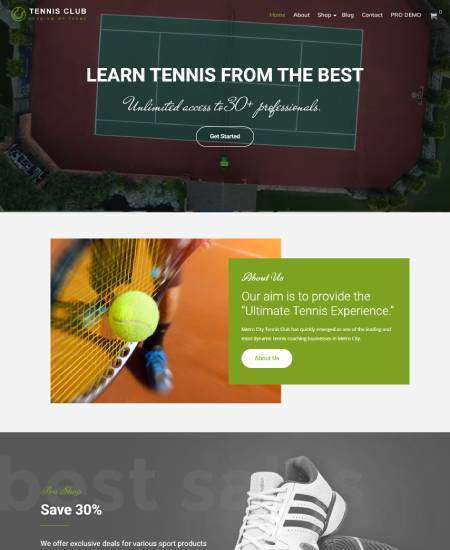 Free Tennis Club WordPress Theme – Tennis Club Lite