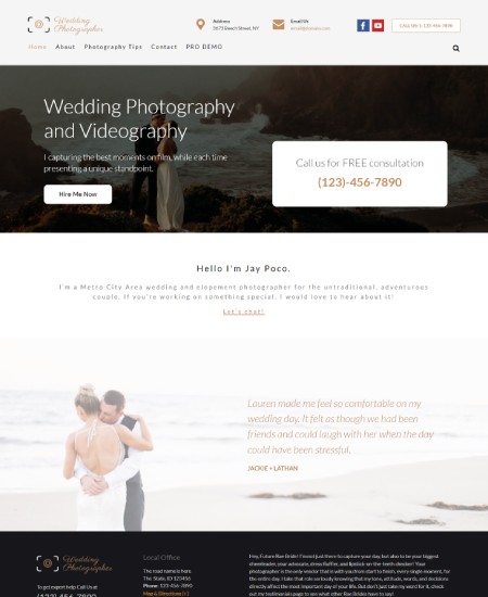 Free Wedding Photographer WordPress Theme
