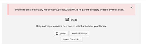 Unable to create directory error of WordPress