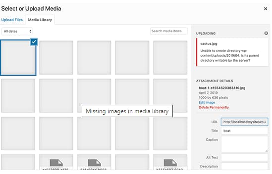 WordPress missing images in media library