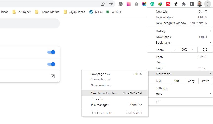 Clearing Browser Chache From Crome Browser