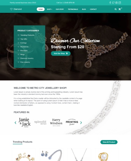 Diamond Jewellery eCommerce WordPress Theme