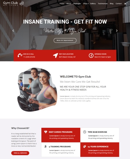 Gym and Fitness WordPress Theme – GymClub