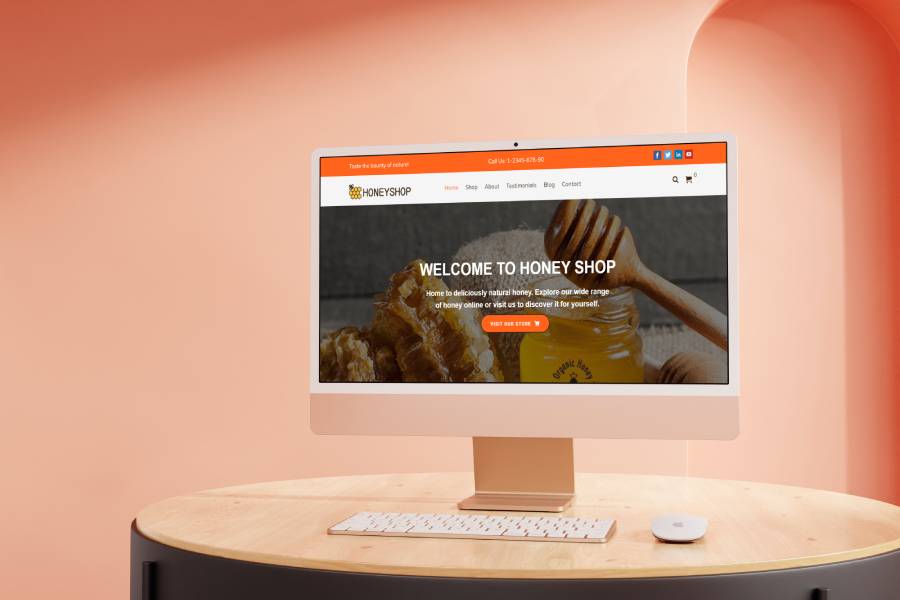 Honey Shop Pro Website Template Desktop Image