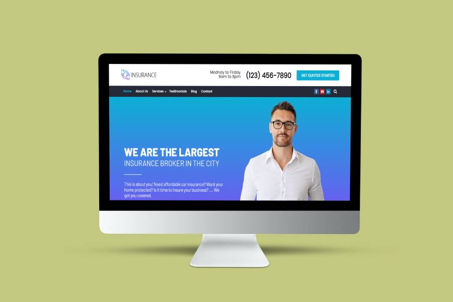 Insurance Pro Website Template Desktop Image
